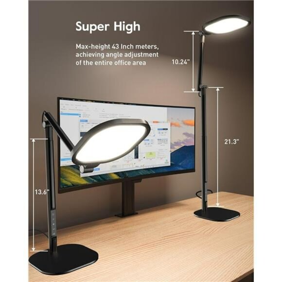 LED desk lamp tall adjustable office light 50 modes dimmable study reading lamp - Picture 5 of 7
